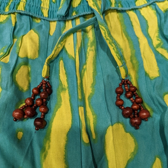 Vibrant Blue and Yellow wide leg Bottoms - beach cover up - Picture 5 of 8